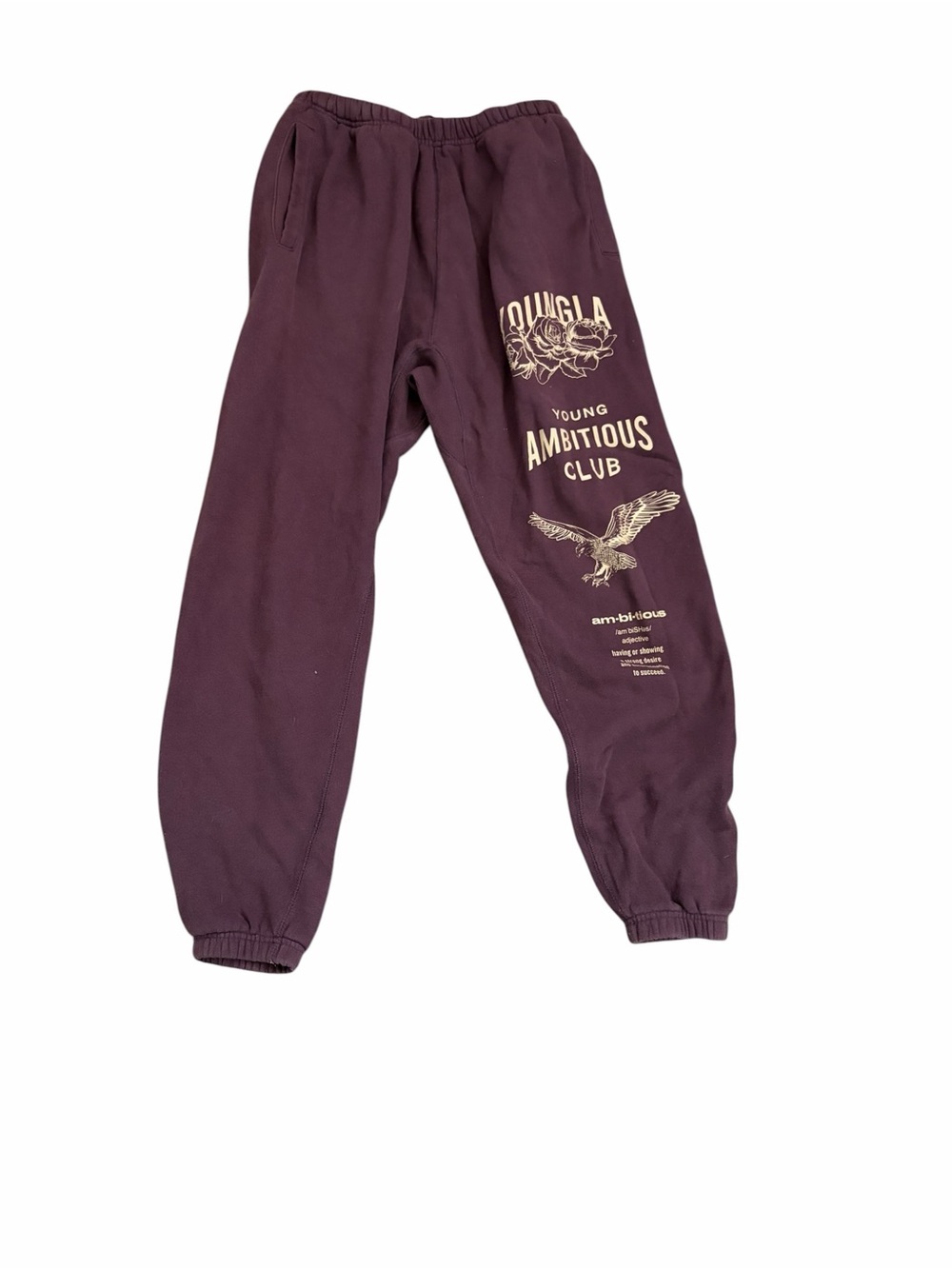 YoungLA Maroon Sweatpants with Cream Graphic Unisex